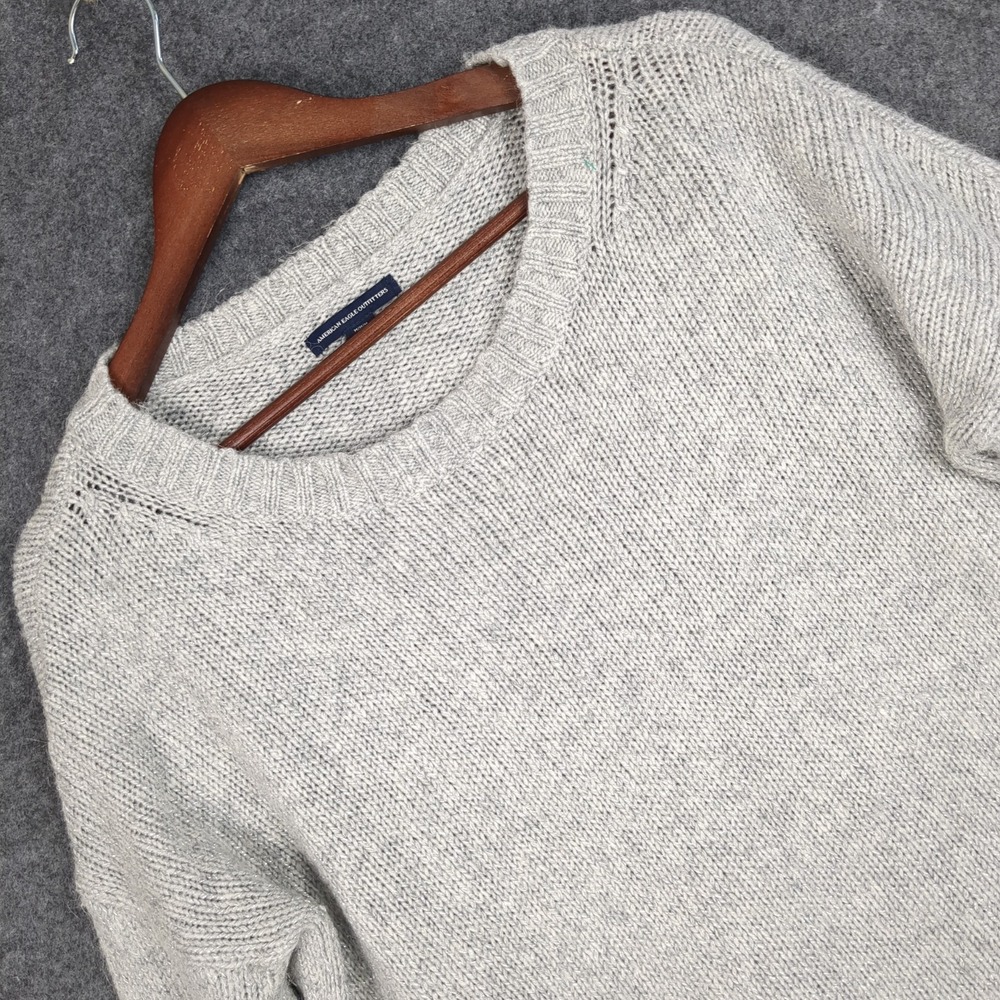 American Eagle Gray Chunky Knit Crewneck Sweater Womens Medium Relaxed